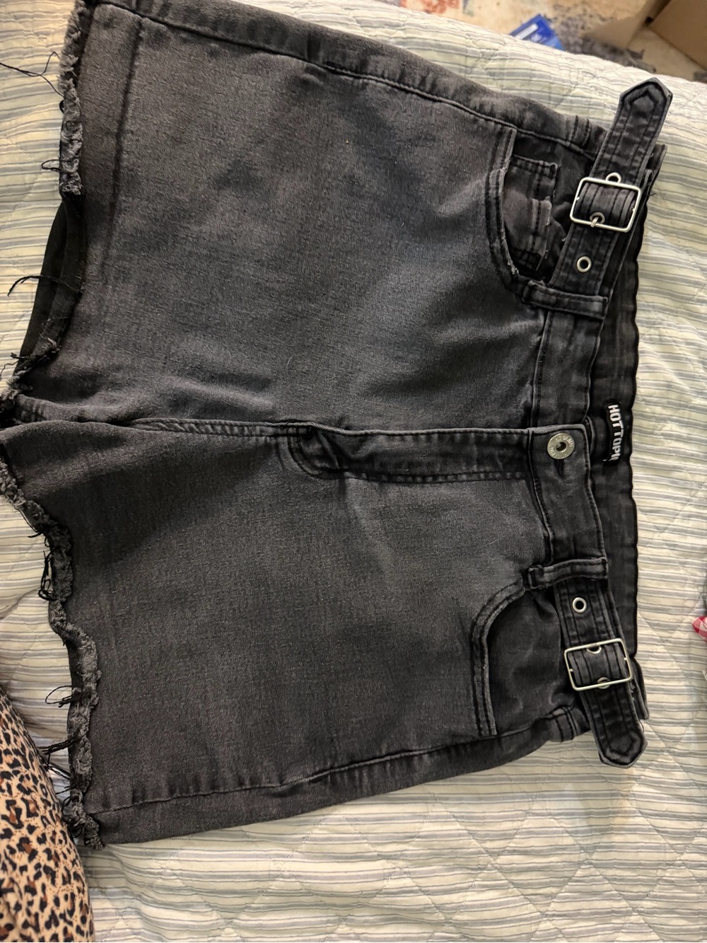 Hot topic High-Waist Black Denim Shorts with Buckle Detail size 11